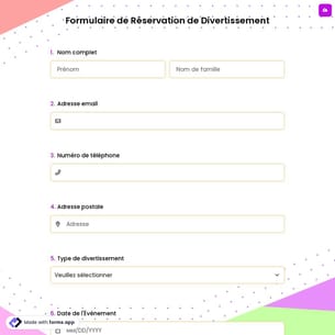 Formulaire de Réservation de Divertissement