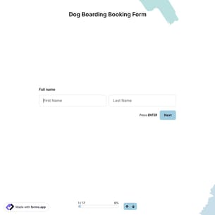 Dog Boarding Booking Form
