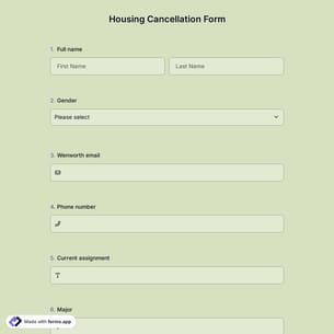 Housing Cancellation Form