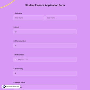Student Finance Application Form