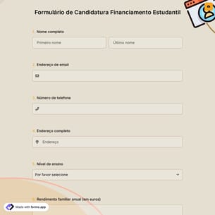 Formulário de Candidatura Financiamento Estudantil