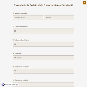 Formulario de Solicitud de Financiamiento Estudiantil