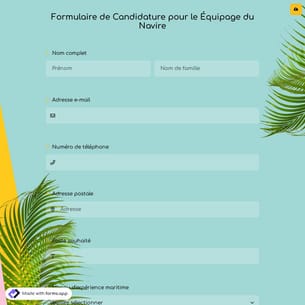Formulaire de Candidature pour le Équipage du Navire
