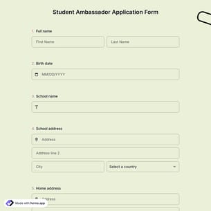 Student Ambassador Application Form