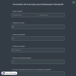 Formulário de Inscrição para Embaixador Estudantil