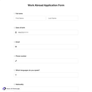 Work Abroad Application Form