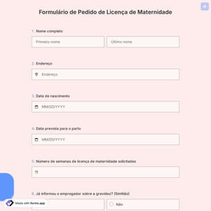 Formulário de Pedido de Licença de Maternidade