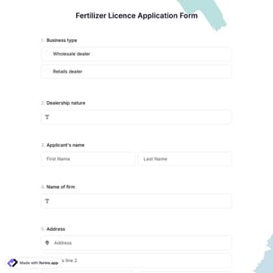 Fertilizer Licence Application Form