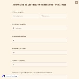 Formulário de Solicitação de Licença de Fertilizantes