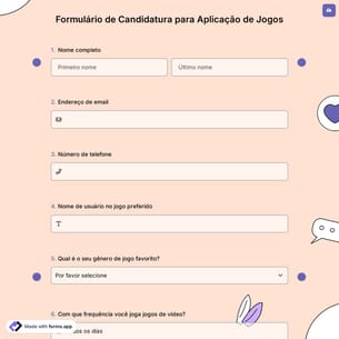 Formulário de Candidatura para Aplicação de Jogos