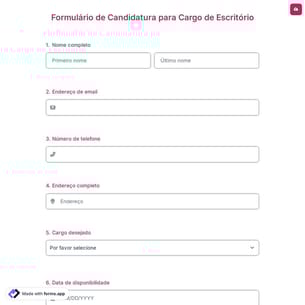 Formulário de Candidatura para Cargo de Escritório