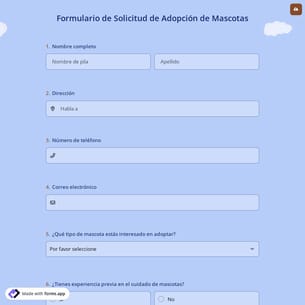 Formulario de Solicitud de Adopción de Mascotas