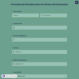 Formulaire de Information pour les Visiteurs de le Exposition