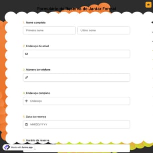 Formulário de Reserva de Jantar Formal