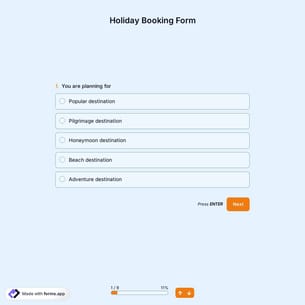 Holiday Booking Form