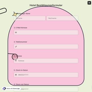 Hotel Bestätigungsformular