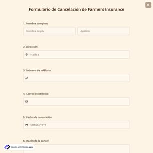 Formulario de Cancelación de Farmers Insurance