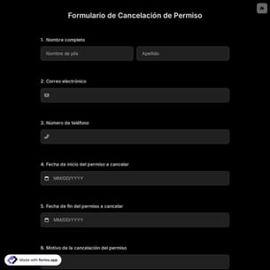 Formulario de Cancelación de Permiso
