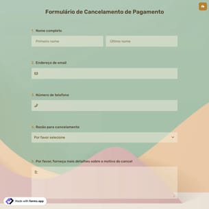 Formulário de Cancelamento de Pagamento