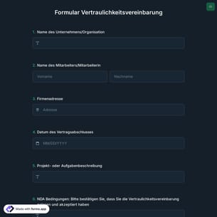 Formular Vertraulichkeitsvereinbarung