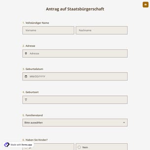 Antrag auf Staatsbürgerschaft