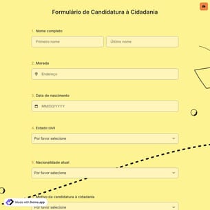 Formulário de Candidatura Cidadania