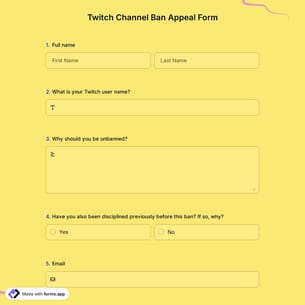 Twitch Channel Ban Appeal Form
