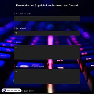 Formulaire d'appel de Bannissement sur Discord