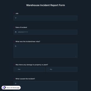 Warehouse Incident Report Form