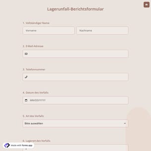 Lagerunfall-Berichtsformular