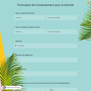 Formulaire de Consentement pour le Activité