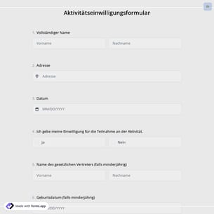 Aktivitätseinwilligungsformular