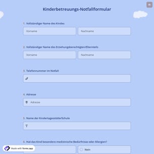Kinderbetreuungs-Notfallformular