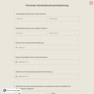 Formular Konkubinatsvereinbarung
