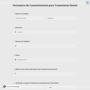 Formulario de Consentimiento para Tratamiento Dental