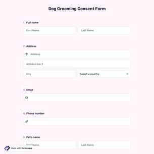 Dog Grooming Consent Form
