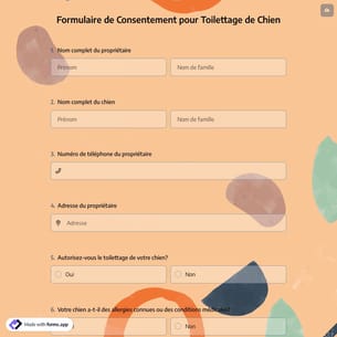 Formulaire de Consentement pour Toilettage de Chien