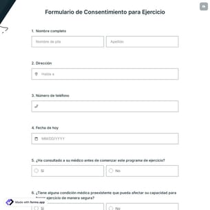 Formulario de Consentimiento para Ejercicio
