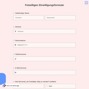 Freiwilligen-Einwilligungsformular