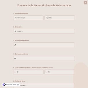 Formulario de Consentimiento de Voluntariado