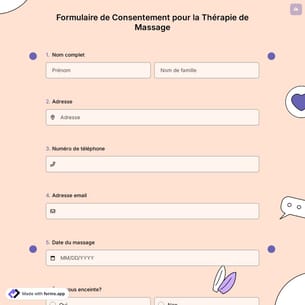 Formulaire de Consentement pour la Thérapie de Massage
