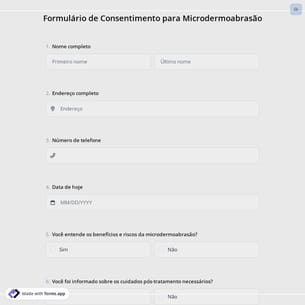 Formulário de Consentimento para Microdermoabrasão