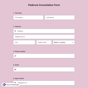 Pedicure Consultation Form 