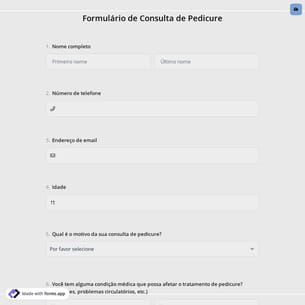 Formulário de Consulta de Pedicure