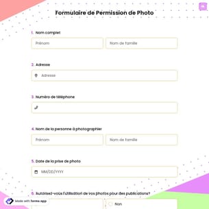 Formulaire de Permission de Photo
