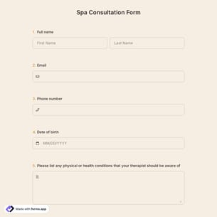 Spa Consultation Form 