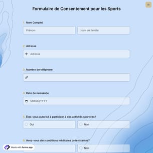 Formulaire de Consentement pour les Sports