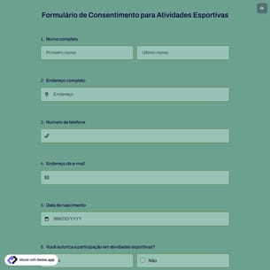 Formulário de Consentimento para Atividades Esportivas