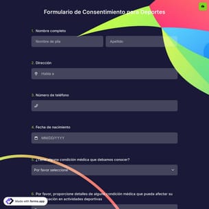 Formulario de Consentimiento para Deportes