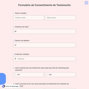Formulário de Consentimento de Testemunho